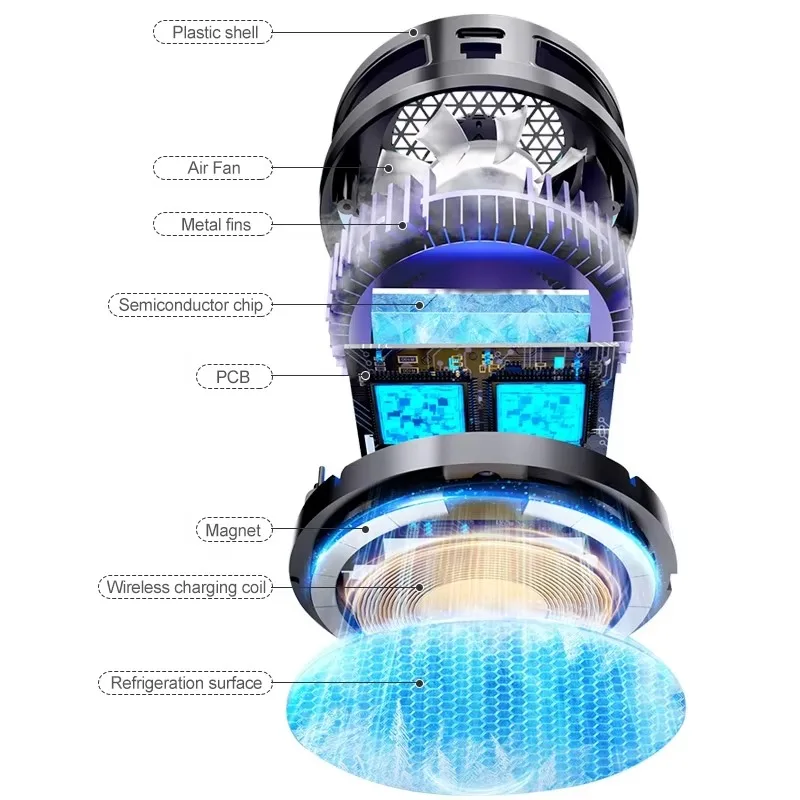 SL15 Wireless Charger 15W Mobile Phone radiator Magnetic Semiconductor cooler SL17 Mobile phone small fan back clamped radiator