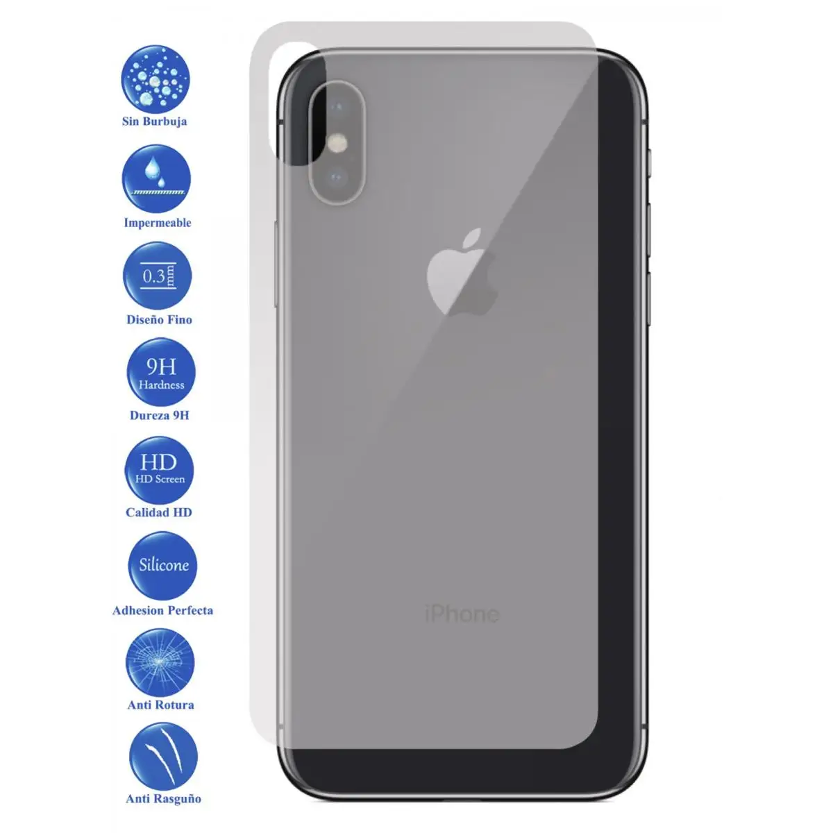 Proteggi Schermo In Vetro Temperato 9H Per Apple Iphone X 10 Posteriore