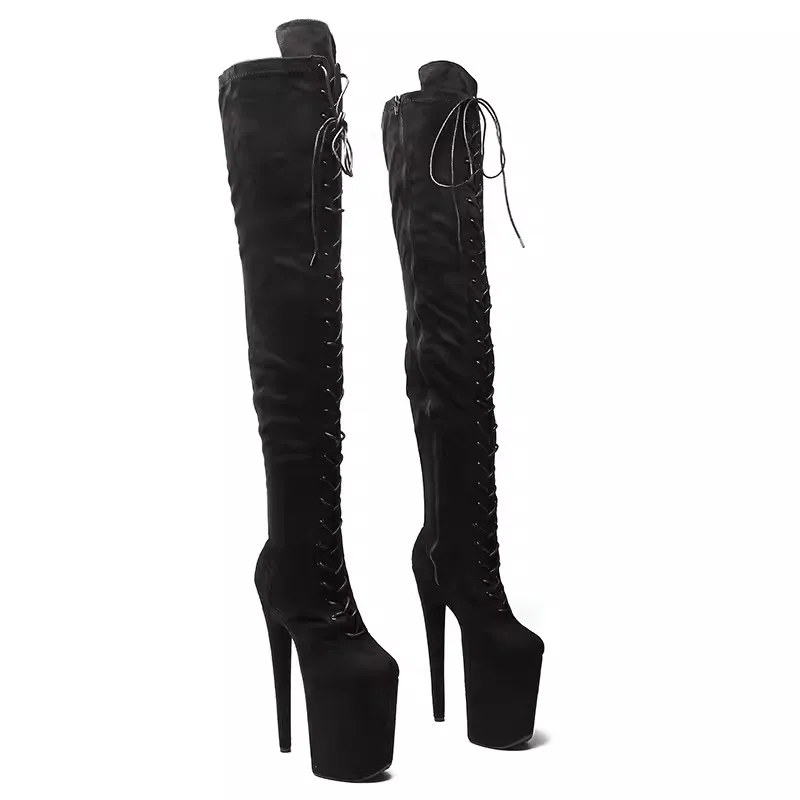 

LAIJIANJINXIA New Sexy Women Party Over The Knee Boots Ultra 23cm High Heels Platform Boots Pole Dancing Shoes Boots 171