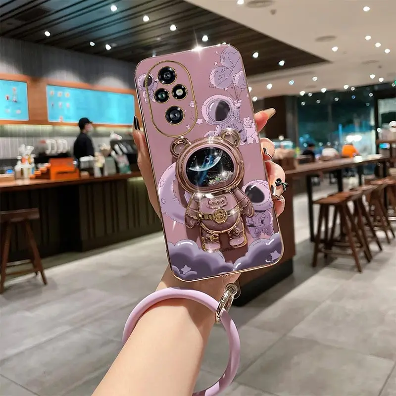Enhanced Space Travel Holder Lanyard Plating Phone Case - Soft Back Cover