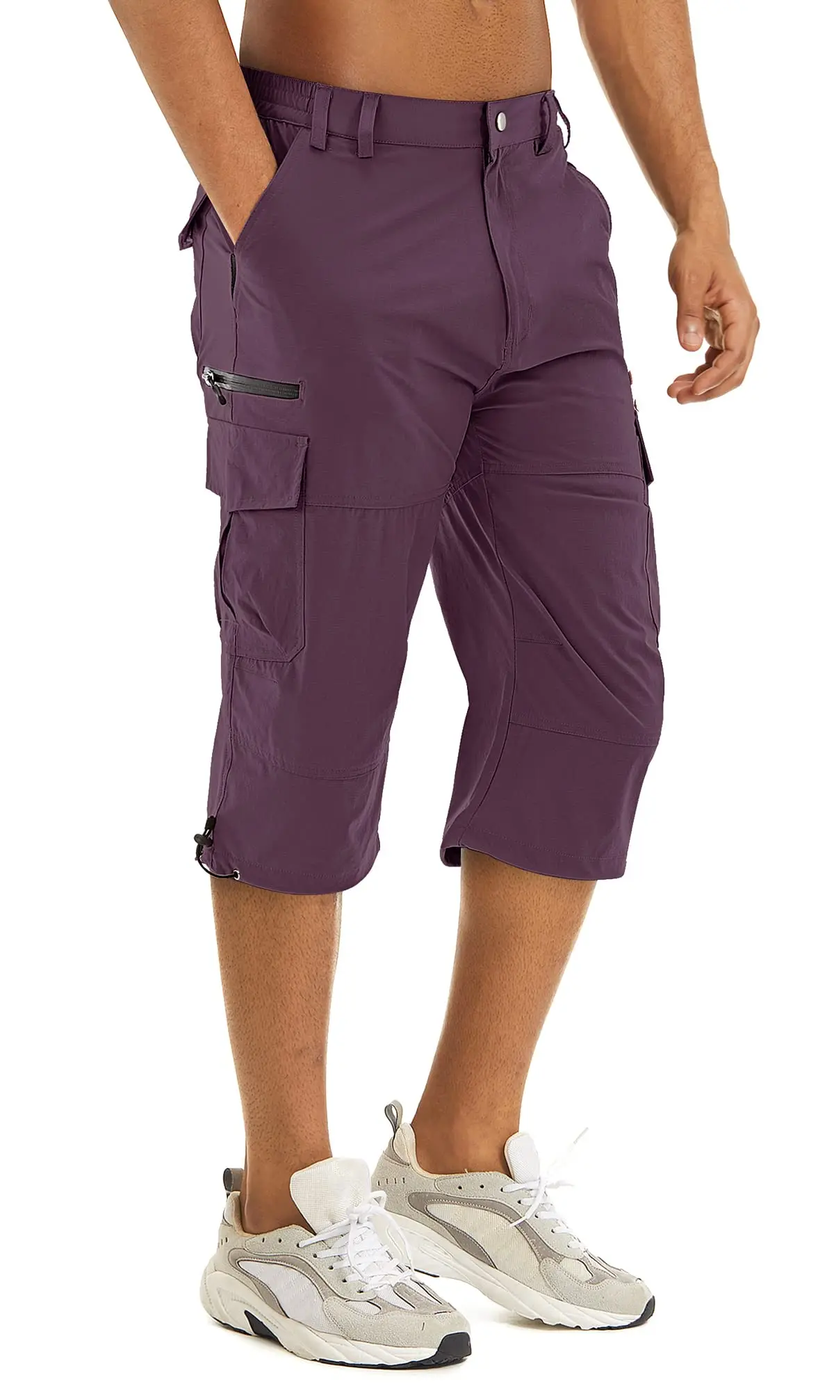 MAGCOMSEN Heren Snelle Droog Werk Shorts Outdoor 3/4 Capri Broek Rits Zakken Wandelen Klimmen Shorts