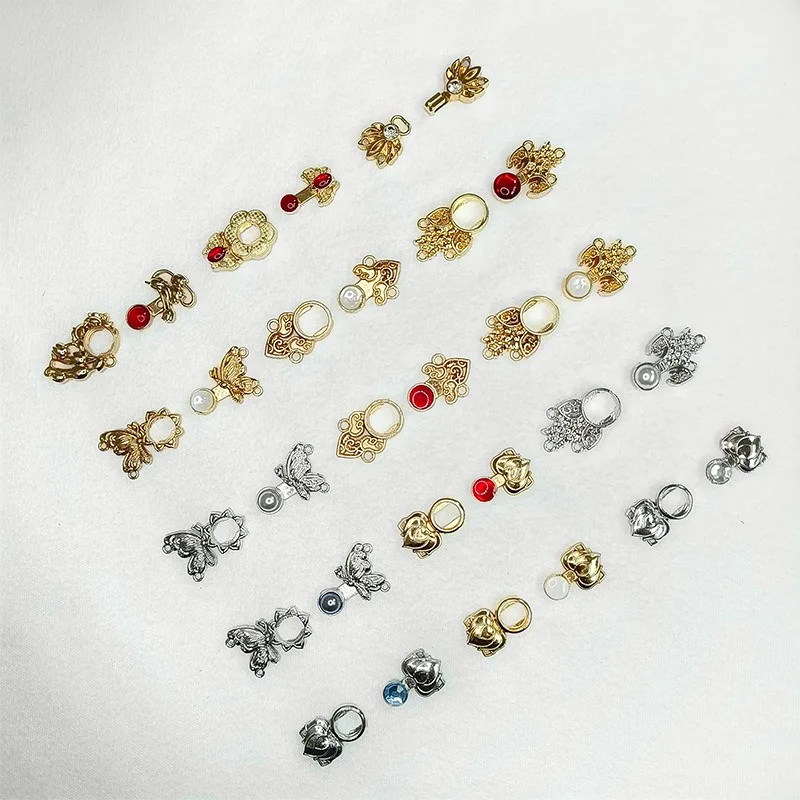 10pcs 금속 개구리 클로저 Hanfu Qipao 당나라 정장 탑 장식 단추 바느질 액세서리에 대 한 빈티지 걸쇠