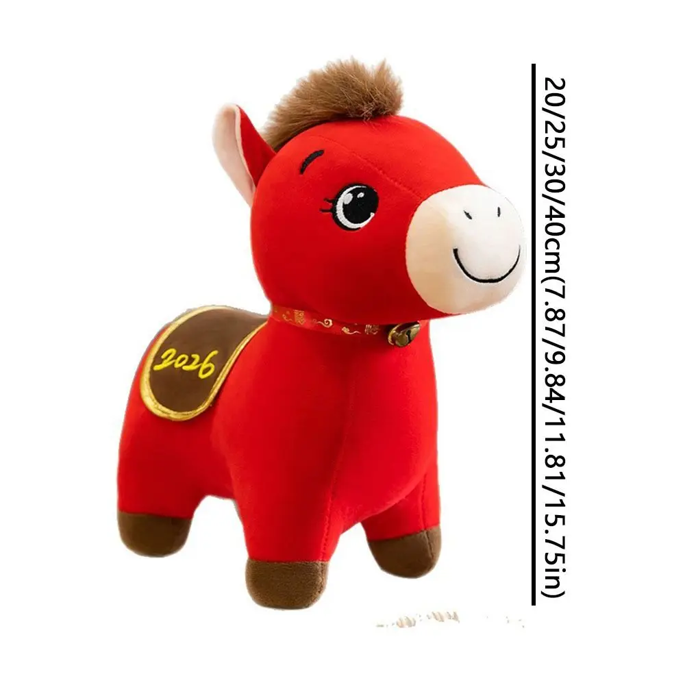 2026 Horse Year Zodiac Horse Figurine Soft Stuffed Letter Print Plush Horse Doll Realistic Decorative Horse Year Mascot