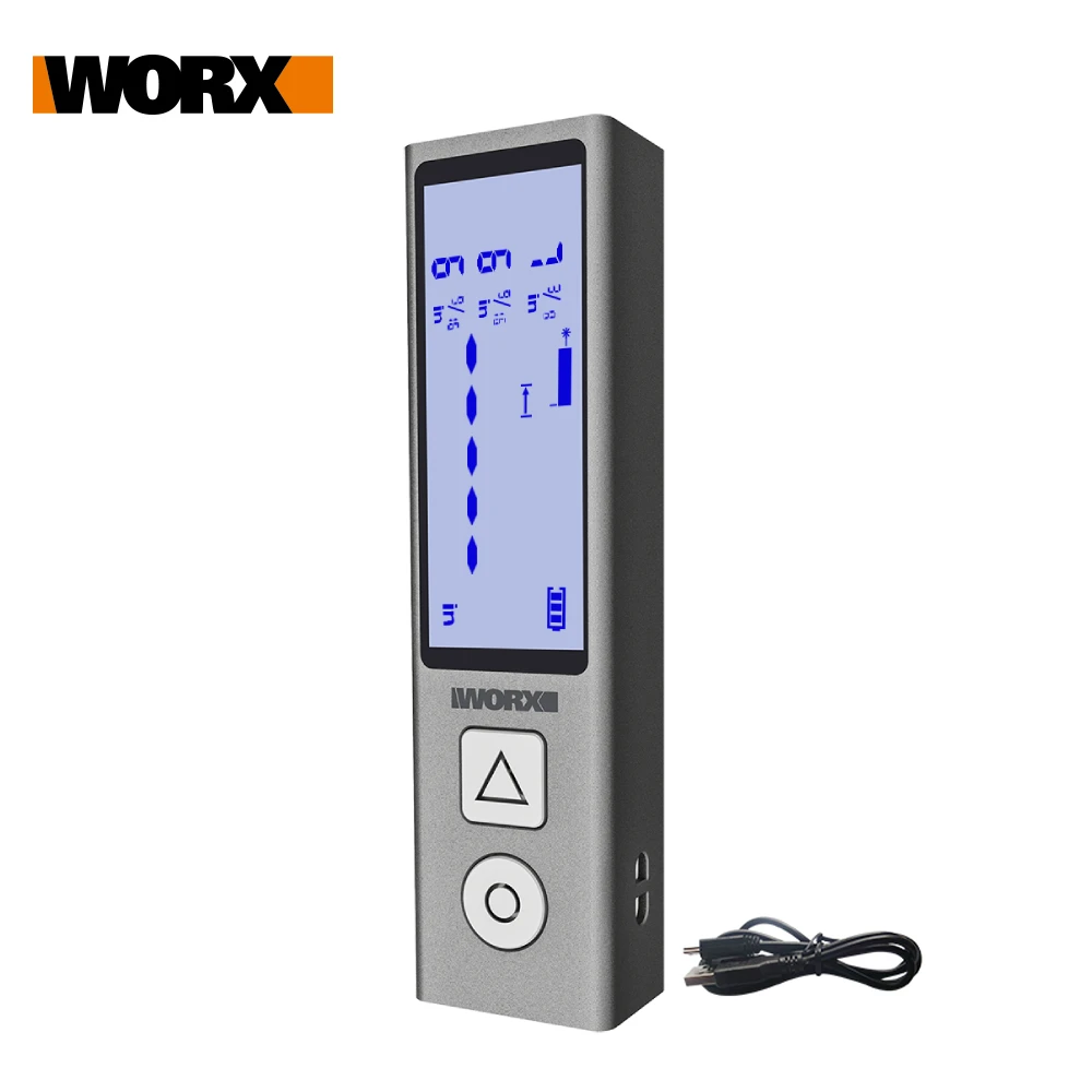 

Цифровой лазерный дальномер Worx WX013, ручной карманный измеритель расстояния с жк дисплеем и зарядкой от USB, 40 м