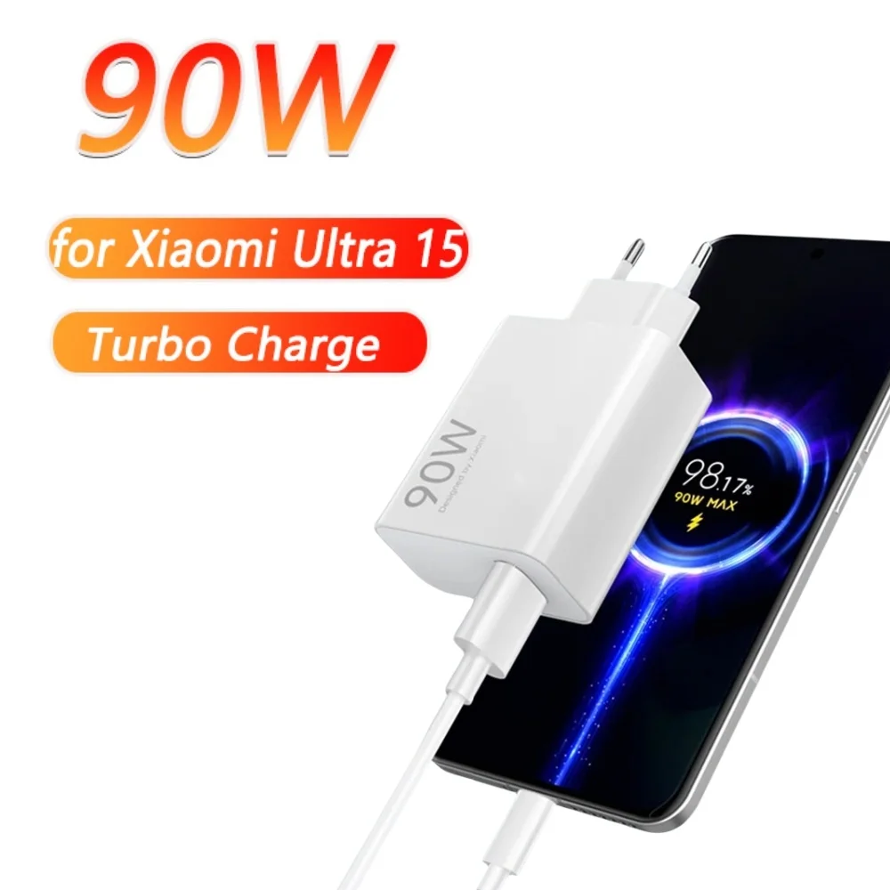 90W Single Port USB Charger Fast Charging Chargers with Fast Charge USB to Type C Data Cables Quick Charge Travel Power Adapter