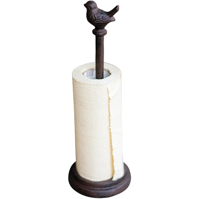 Elevated Paper Towel Holder Metal Stand with Handle Scroll Deco