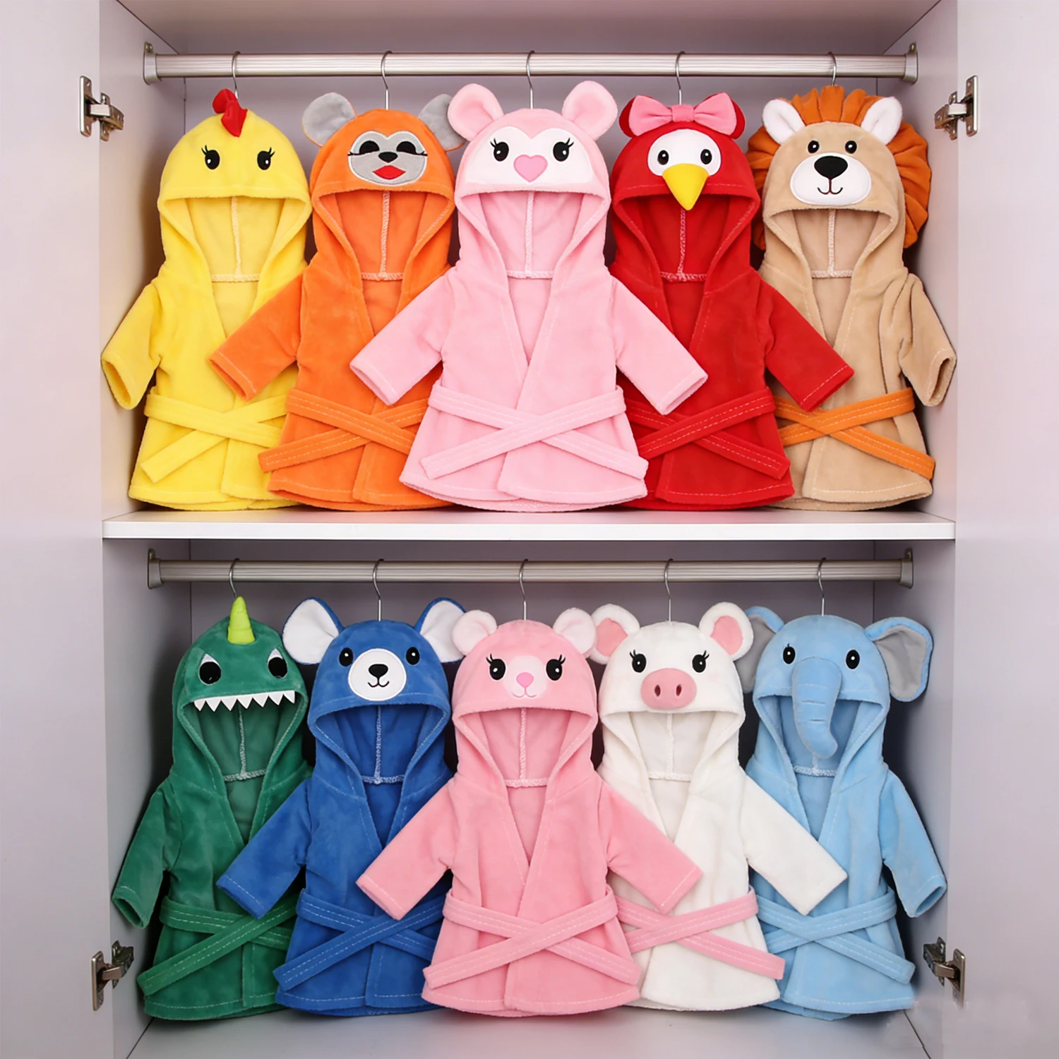 Vibrant Cartoon Animal Bathrobe for Dolls - Cute Baby Gift Accessory