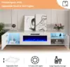 Floating Fireplace TV Stand Wall-mounted Mirror with 40-inch Electric Fireplace Modern LED Lights Media Console All White 5