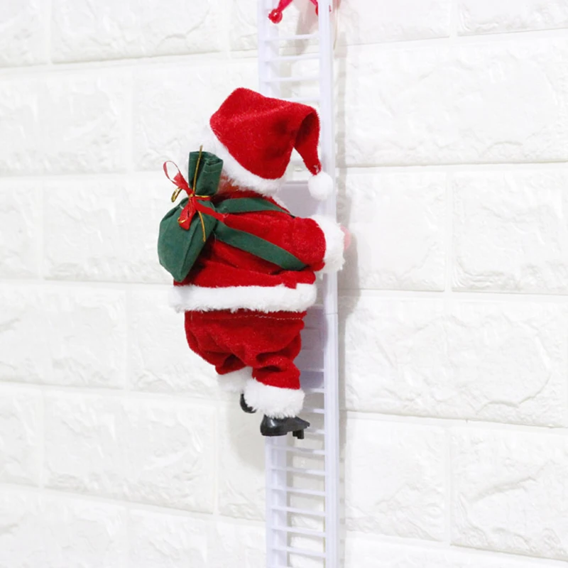 Funny Christmas Santa Claus Electric Climb Ladder Hanging Ornaments Kids Decoration New Christmas Year Decor Tree Party Gift
