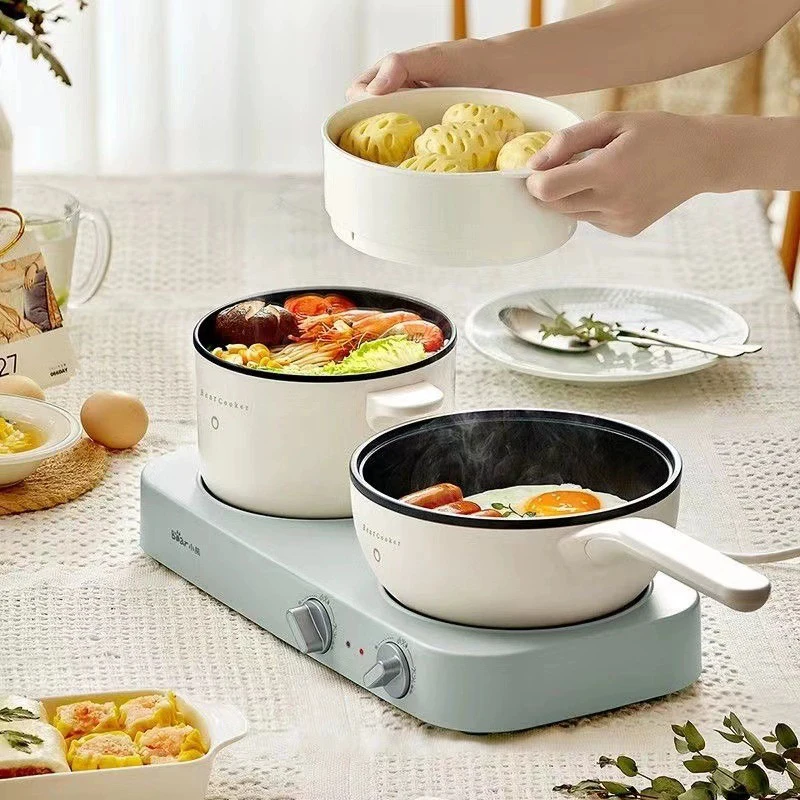 Electric cooking pot double stove electric frying pot multifunctional electric hot pot split type frying and stewing pot steamer 6