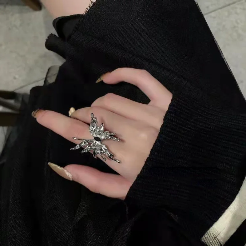 2025 Fashion Style Women's adjustable butterfly vintage punk metal ring, fashionable and exquisite Gothic accessory_voghion.com