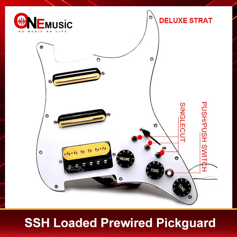 

Electric Guitar Duluxe Strat with Singlecut Wiring GP-panel Loaded Prewired Pickguard SSH Guitar Pickguard Scratchplate Assembly