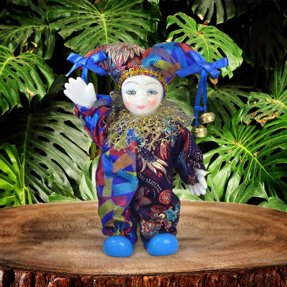 磁器のピエロジェスター人形、フェスティバルのお土産、工芸品、7.87