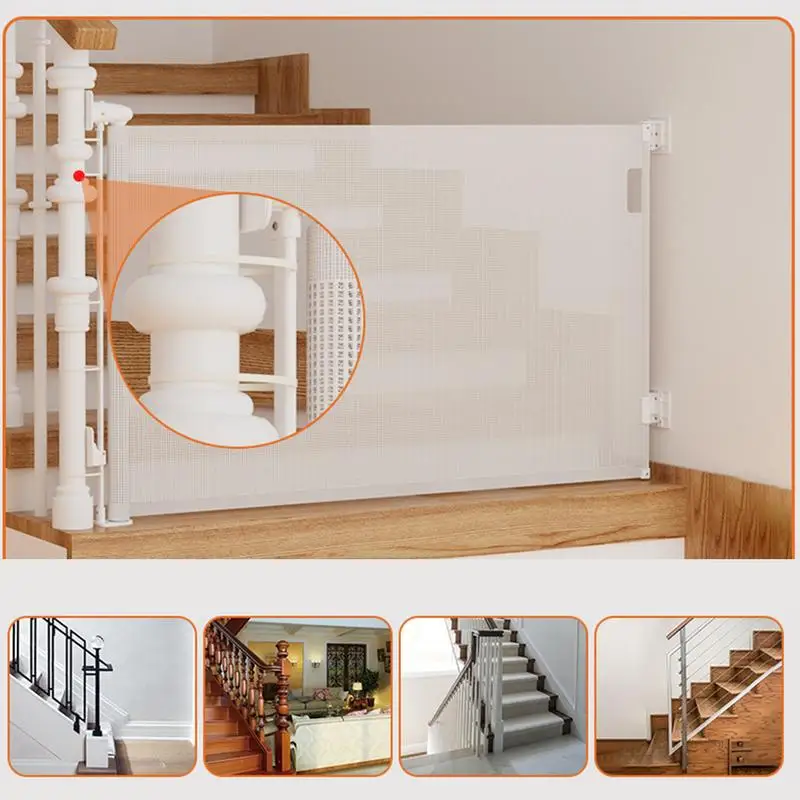 Luvore Cancelletto di Sicurezza Retrattile per Bambini, 0-140 cm, Cancelletto di Sicurezza per Cani, Cancello Bambini Adatto per Scale, Corridoi, Interni ed Esterni Grigio