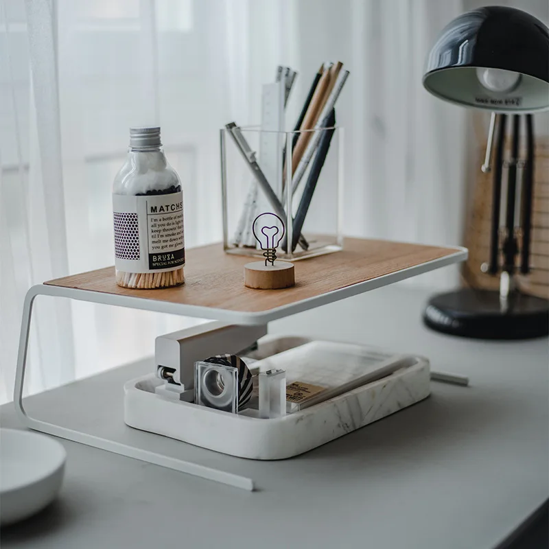 

simple Nordic Wooden Iron Dish Plate Spice Rack Organizer Shelf For Microwave Oven Cutlery Tableware Holder Storage Kitchen