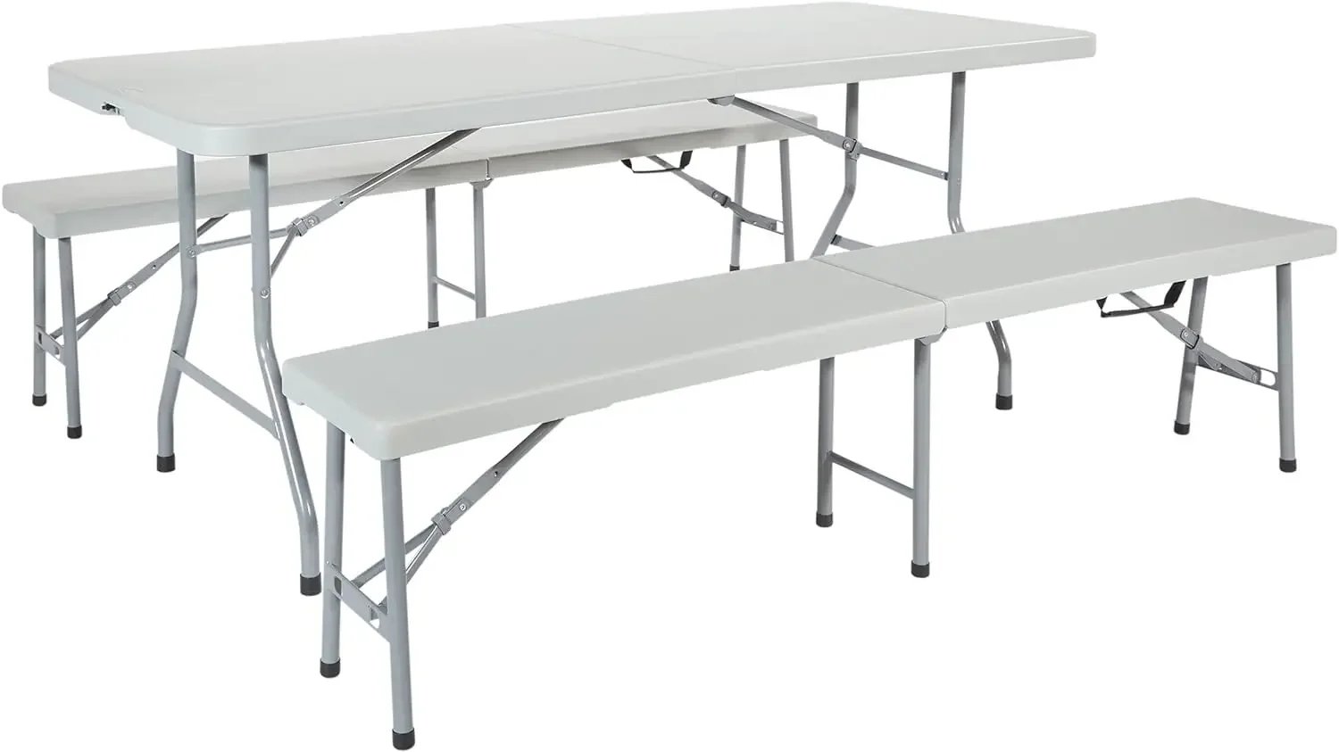 

Office Star Resin Furniture for Indoor or Outdoor Use, 3-Piece Set, 2 Folding Benches and 6 Foot Table