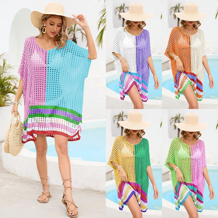 

Sexy Hollow Out Beach Dress Tunic Robe See Through Hollow Out Anti UV Cover Up Swimwear Beach Dress Female Bathing Overall