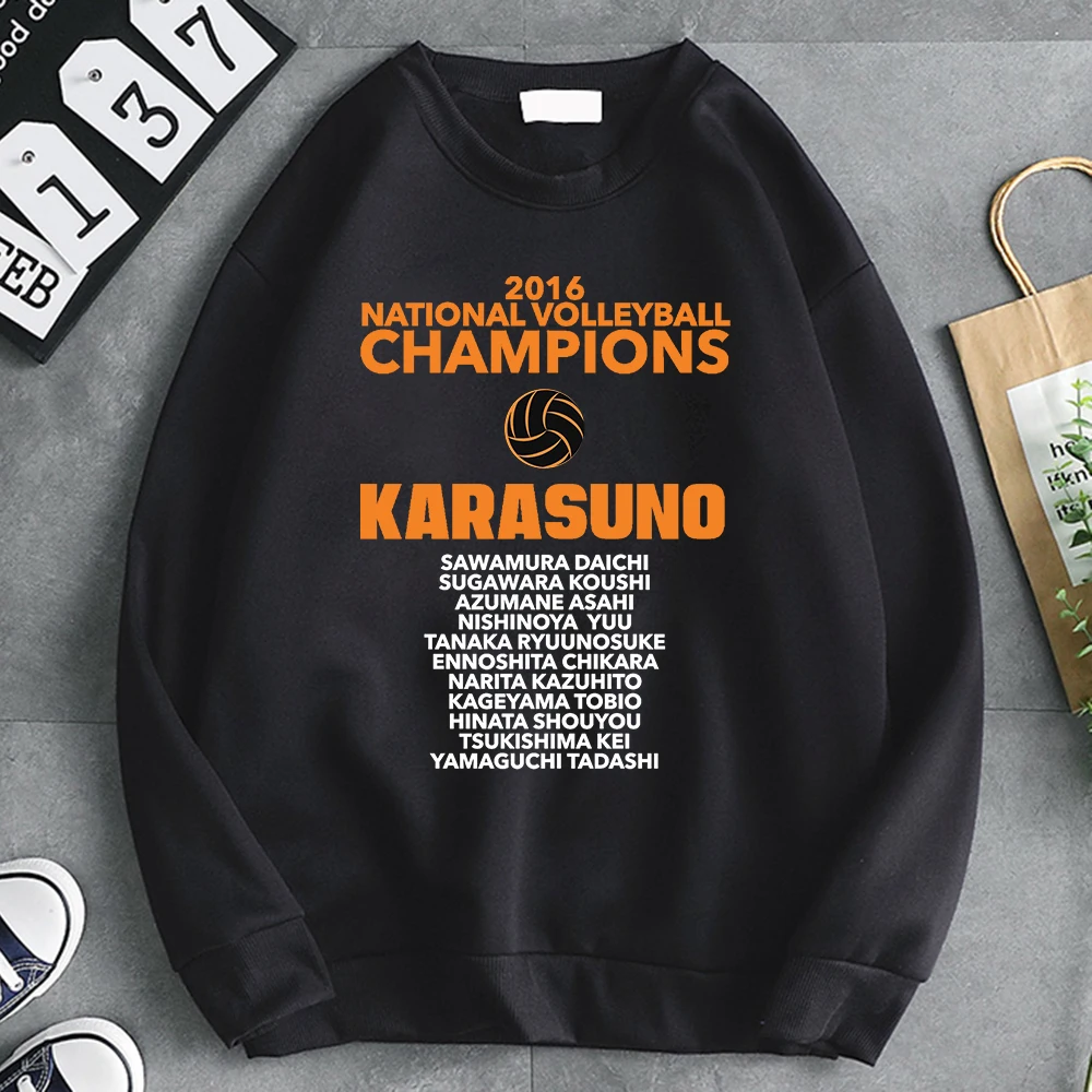

Haikyuu!! Hoodies Karasuno High School Men's Hoodie Fleece Harajuku Streetwear Mens Pullover Korean Casual Manga Sweatshirts Men