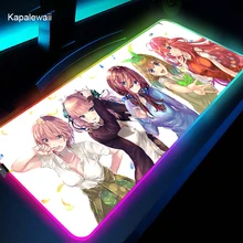 O quintuplets quintessential rgb mouse pad led anime mesa esteira gamer computador teclado tapete acessórios de jogos mousepad