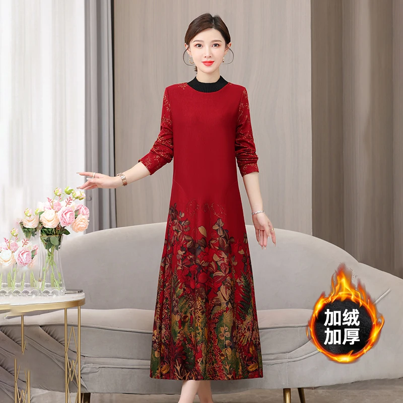 

2023 New Fashion Printed Dress Women's Autumn Retro Versatile Bottom Skirt Improved Qipao Loose Tight Casual Vacation Vestidos