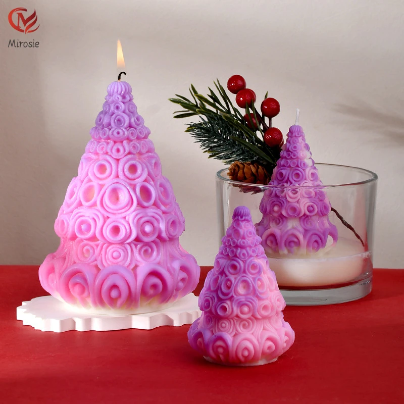 

Mirosie Color Circle Scented Candle Silicone Mold DIY New Christmas Tree Decoration Diffuser Stone Resin Molds Candle Making Kit