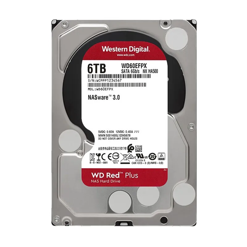 100% Original Western Digital WD Red Plus 6TB 3.5 HDD NAS Internal Hard Drive SATA 7200 rpm WD60EFPX