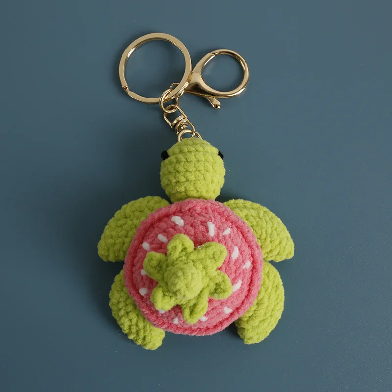 Kreativer Obstschildkröten-Anhänger, handgewebte Schildkröte, Schlüsselanhänger, niedliches Stricken, Tier, Tasche, Dekor, lustiges Geschenk – Detail 4