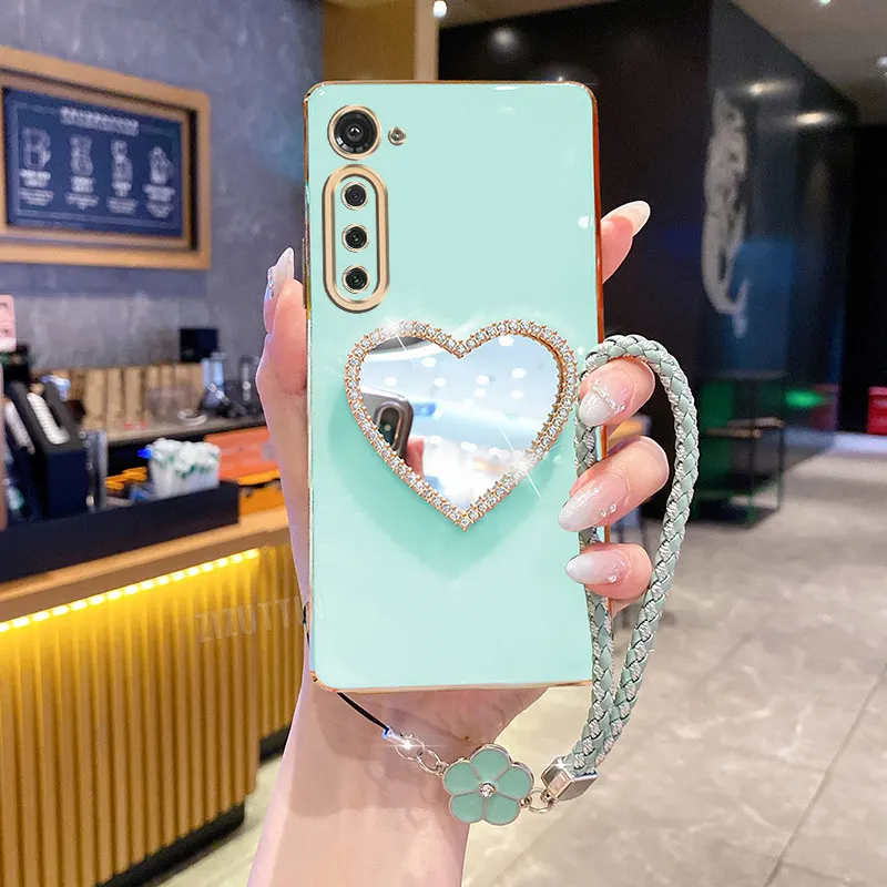 Lucky Clover Strap Mirror Phone Holder Case