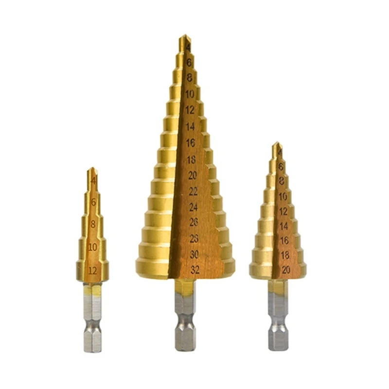 

Drill Cone Bits for Sheet Metal Hole Drilling Cutting Multiple Size Hole 40JA