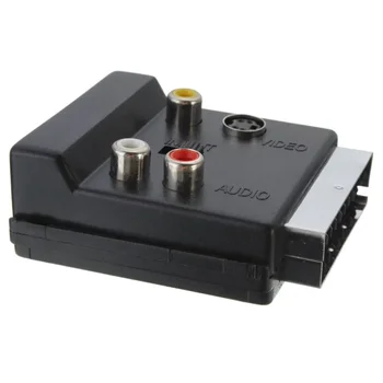 SCART To 3RCA Jack S Video AV TV Converter with IN/OUT 20 Pin SCART To 3 RCA S-Video Audio Video Adapter Cable Connector Plug 1