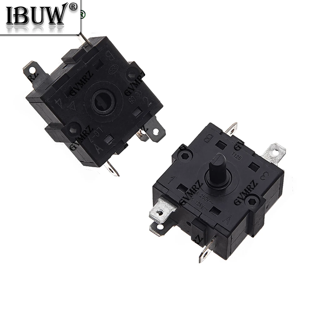 1PCS 2P 3P 5P 2P-5P 로터리 스위치 선택기 AC 250V 16A 라디에이터 전기 룸 히터 위치 2P 3P 5P