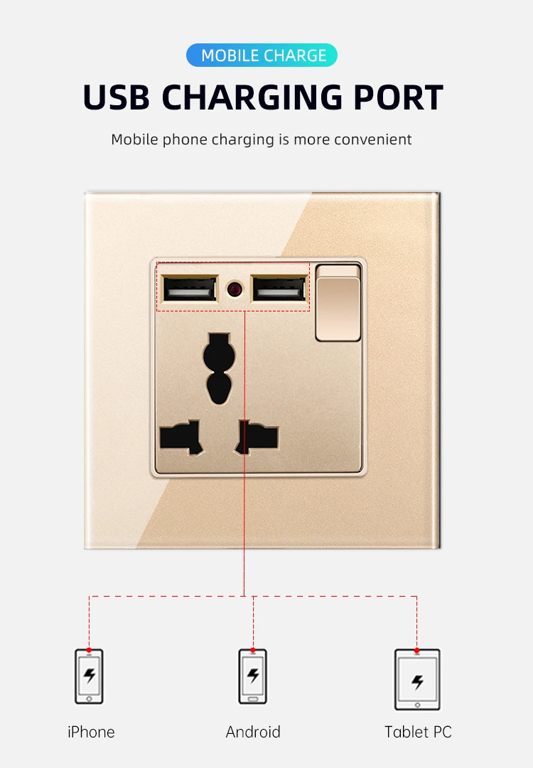 pssrise francês ue reino unido interruptor de luz de parede tomada com carregador usb painel de vidro temperado tel tomada de tv computador