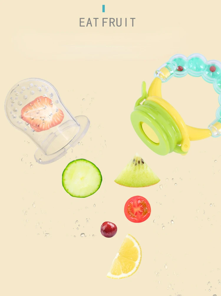 Description Picture 4 of itemBaby Food Nibbler Feeding Spoon Bell Ring Juice Extractor Pacifier Chew Silicone Gum Fruit Vegetable Bite Eat Auxiliary Bottles