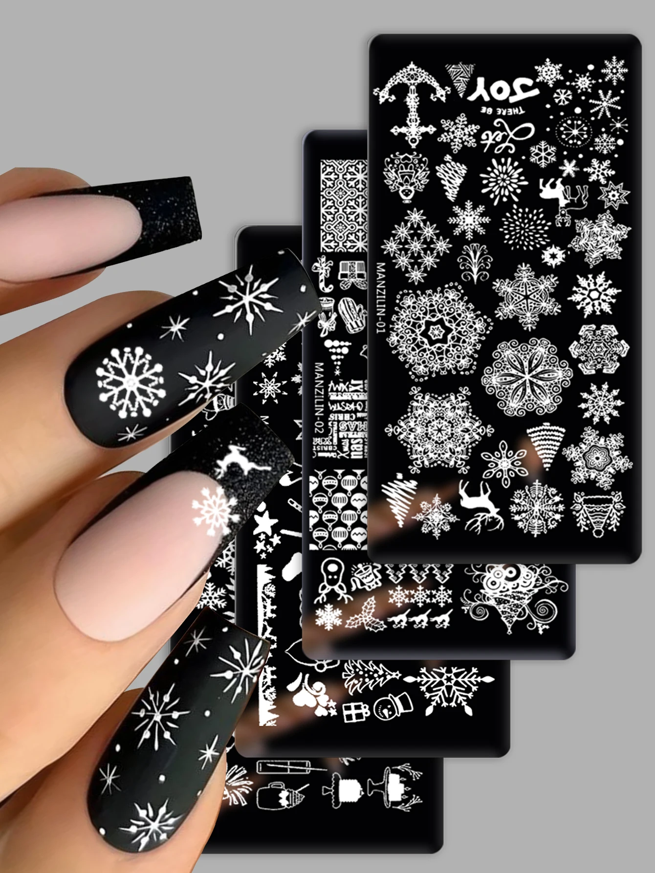 Snowflake Christmas Nail Stamping Plates Love Leaves Hat Design Printing Plates Nails Art Stencil Stamp Tools Nails Decoration 4