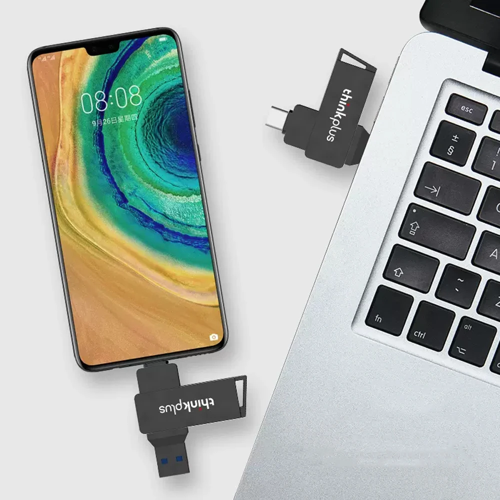Lenovo Thinkplus-tipo c Flash Drive Stick Otg Dual-port Stick Usb de Metal Rotativo Disco u Usb 3.2 32gb 64gb 128gb 256gb Mu251 - Imagem 2