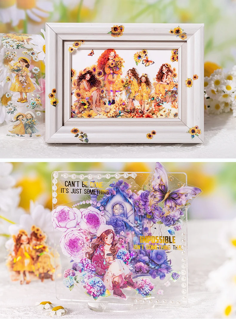 Yoofun 5x200cm ästhetische Blumen mädchen Haustier band Karte machen kreative Blume Scrap booking Journal ing dekorative Masking Tape – Detail 6