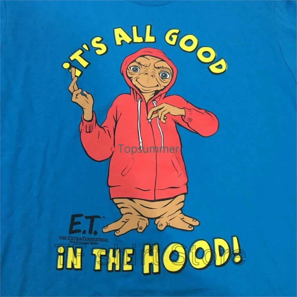 

Funny Print Men T Shirt Women Cool Tshirt Et Extra Terrestrial Its All Good In The Hood T-Shirt Size Large