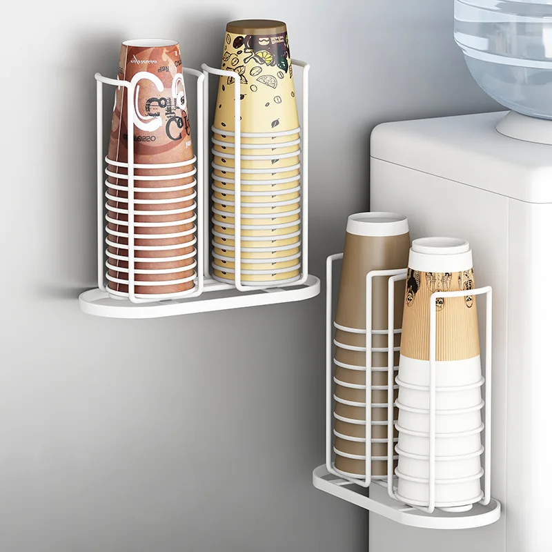 Disposable Paper Cup Storage Rack, Punch Free Wall Mounted Stainless steel Water Cup Storage Holder For Kitchen