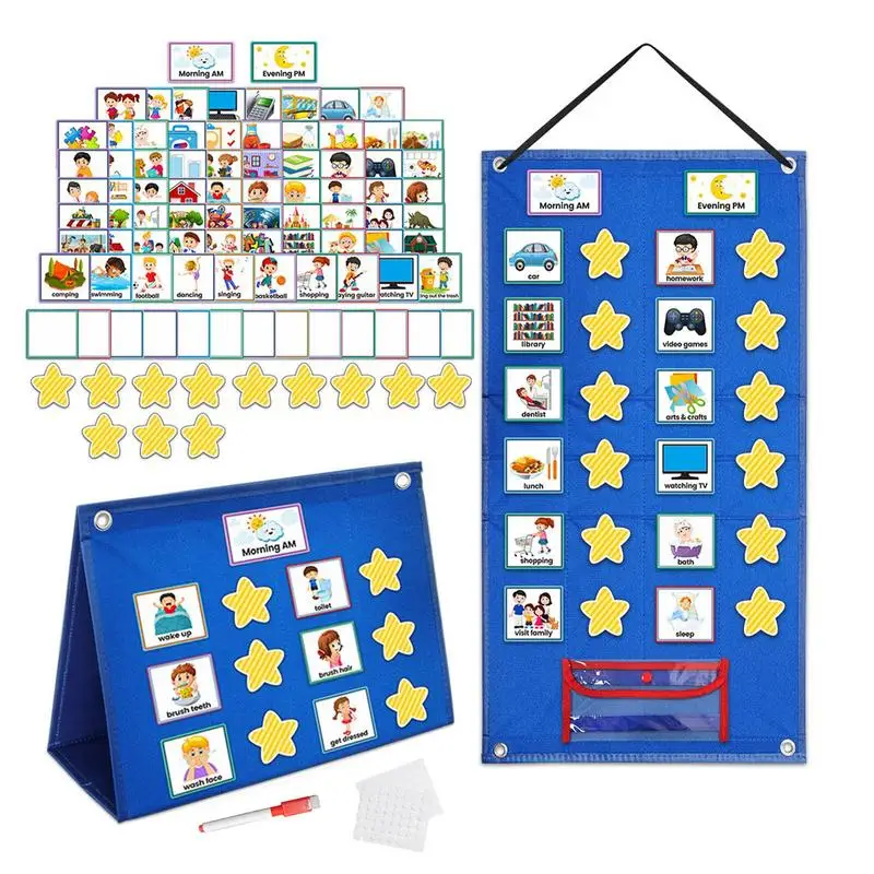

Vision Schedule Wall Planner Board For Toddler Daily Schedule Pocket Chart With 72 Cards Visual Schedule For Home School