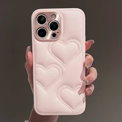 Luxury Electroplated Leather Phone Case with Cartoon Love Heart Design - Soft TPU Protective Cover - Vivo X200 (Pink)