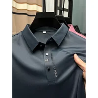 Haut de gamme flambant neuf été couleur unie soie coton haute qualité à manches courtes Polo hommes à la mode affaires sans couture haut décontracté 6
