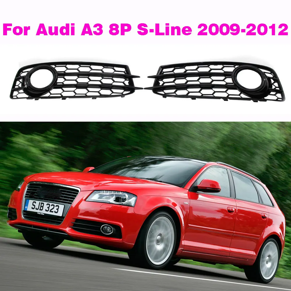 

Chrome Color For A3 Car Front Fog Lamp Cover Honeycomb Style Fog Lamp Grille Grill For Audi A3 8P S-Line 2009-2012