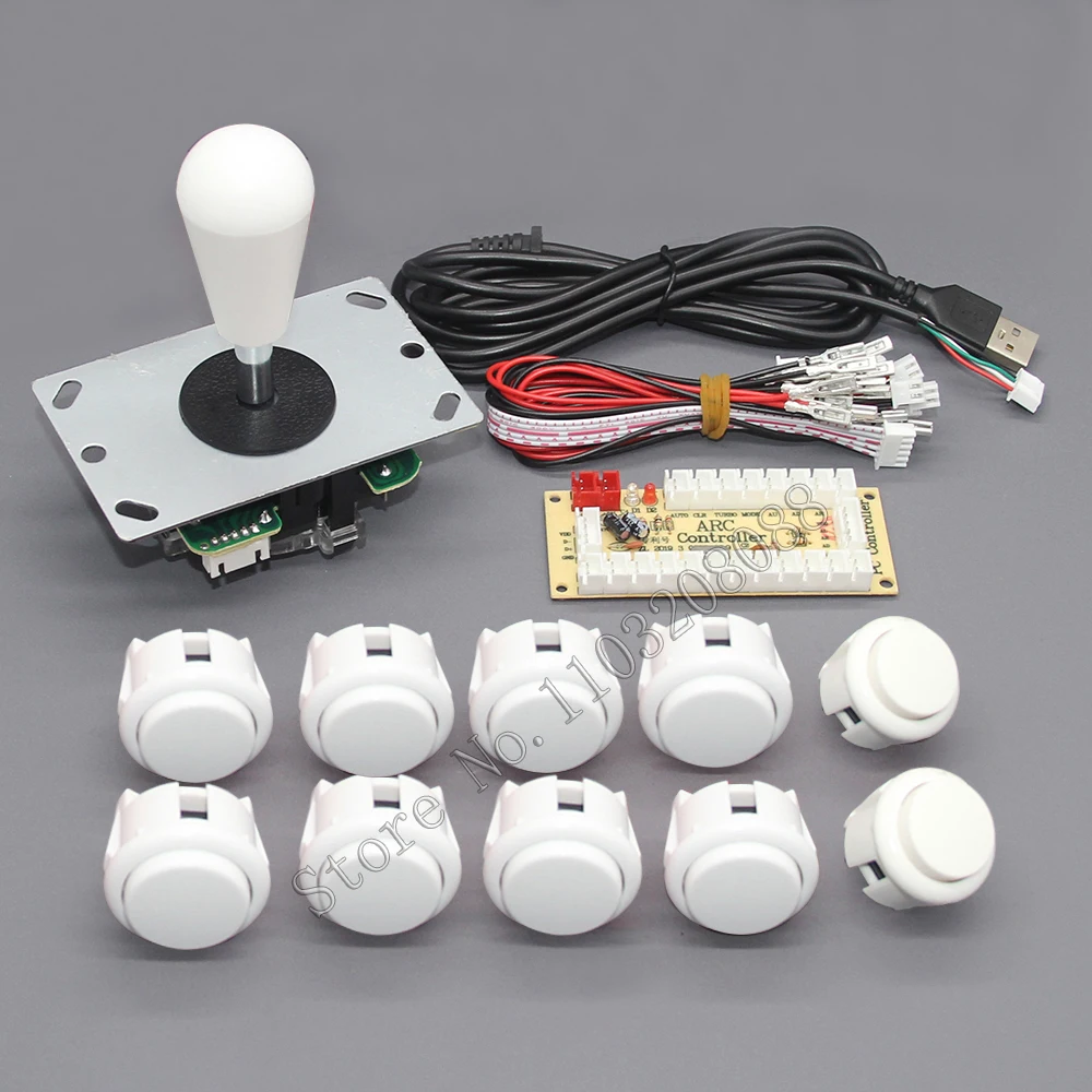 Kit DIY de consola Arcade de 1 jugador, Joystick ovalado de 8 vías, botón pulsador estilo SANWA para PC Raspberry Pi, co