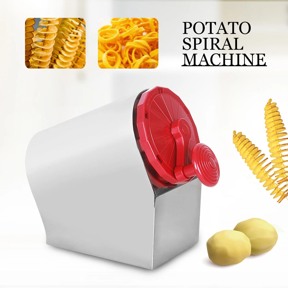 Stainless Steel Iron Potato Spiral Cutter Machine Twister Curly French Fry  Tornado Slicer Metallic Machine CoKitchen oking Maker,Tower Chips Making  Twist Shredder