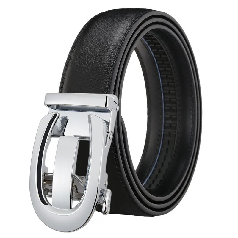 

LannyQveen New Casual Genuine Leather Belt Cowskin Men's Automatic buckle belts cowhide Belt for men Fashion High quality