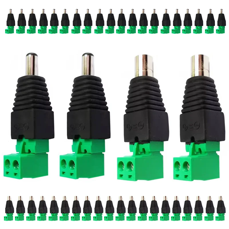 

5/20/100PCS DC plug 2.1mm x 5.5mm DC Power Plug Connector 5.5*2.1mm Screw Fastening Type DC male Female Plug socket Adapter