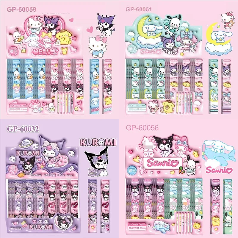 

36pcs/lot Sanrio Kitty Melody Kuromi Gel Pen Creative 0.5mm Black Ink Signature Pens Promotional Gift Office School Supply