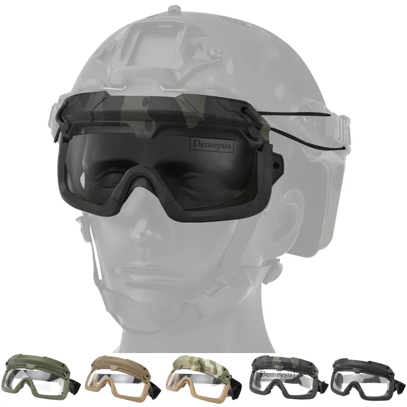 Tactical Goggles Outdoor Airsoft Paintball Shooting Safety Eye Protection 2 Modes Glasses Head Wearing or Helmet Wearing