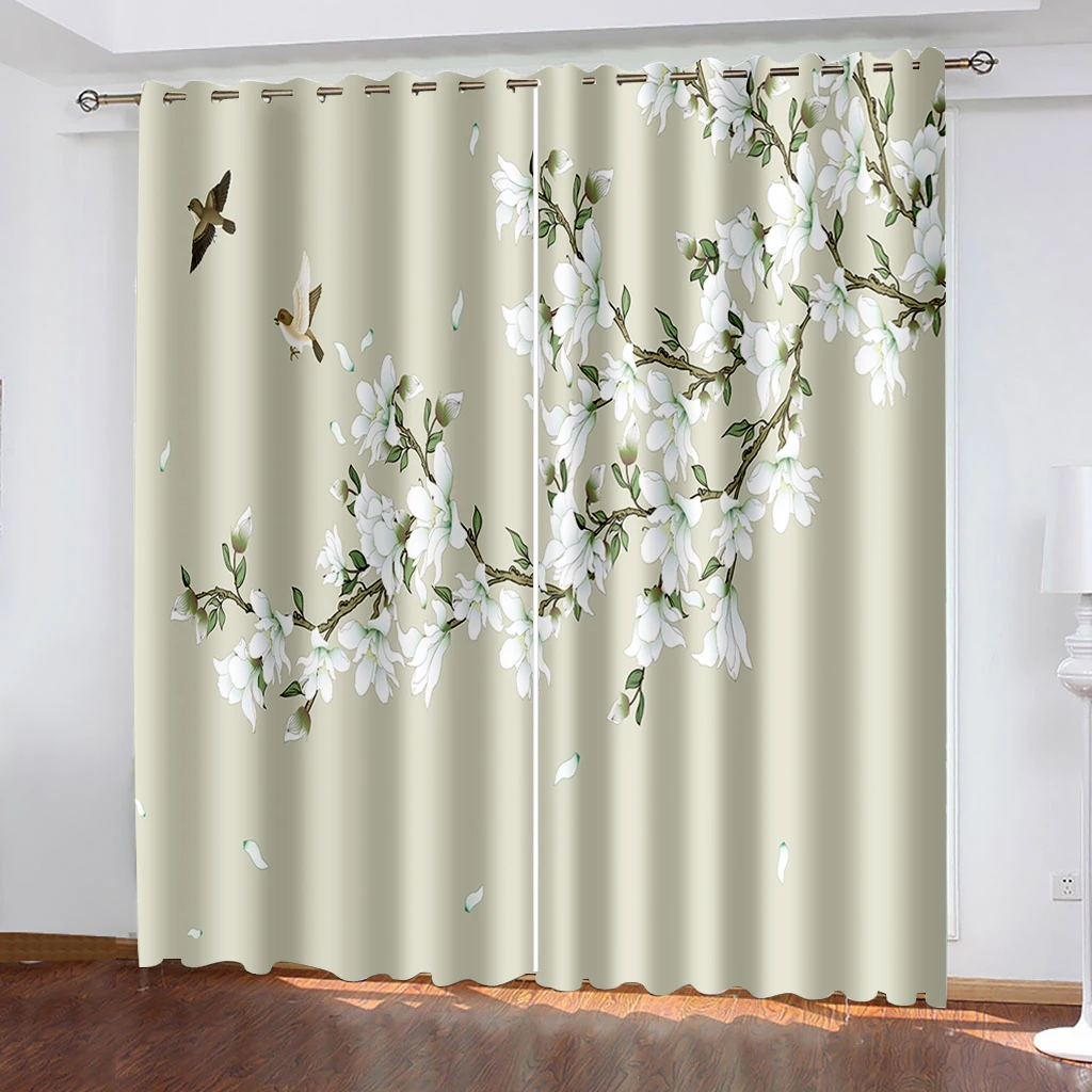 

Luxury Blackout 3D Window Curtain For Living Room green flower curtains 3D Window Curtains For Living Room Bedroom