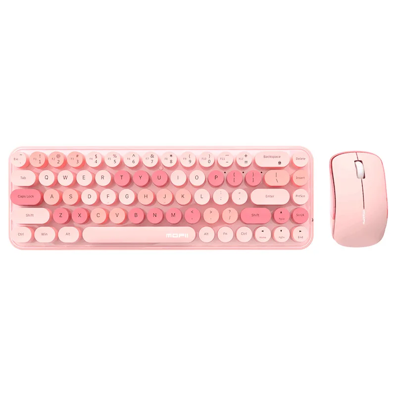 

Silent Mini Cute 2.4G Wireless Keyboard Mouse Combos Set Girl 68 Round Key Macaron Pink Blue Purple Green For PC Laptop Compact